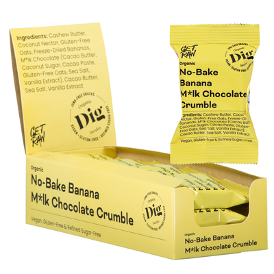 No-Bake Banana M*lk Chocolate Crumble 12 x 35g - Dig/Get Raw